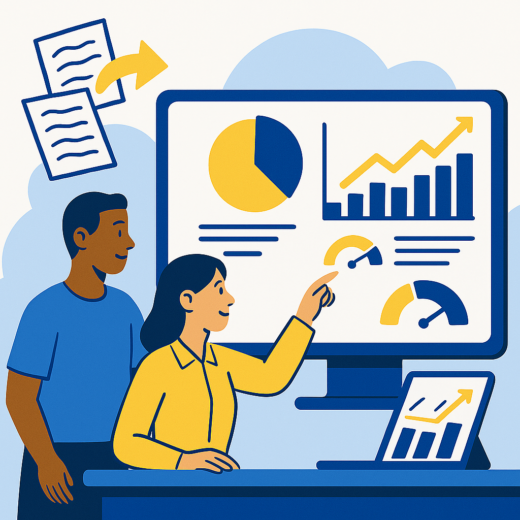 Teacher overview with KPIs and performance by topic/question